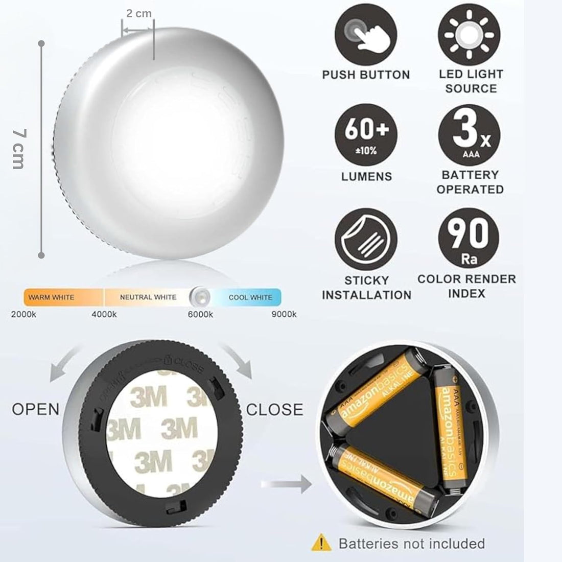 Battery Operated Mini Tap Lights- Night Lamps (Set of 4)