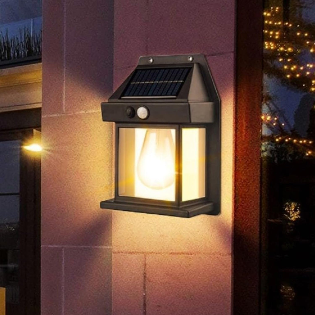 Solar Exterior Outdoor Wall LED Lamp With Motion Sensor ( Black )