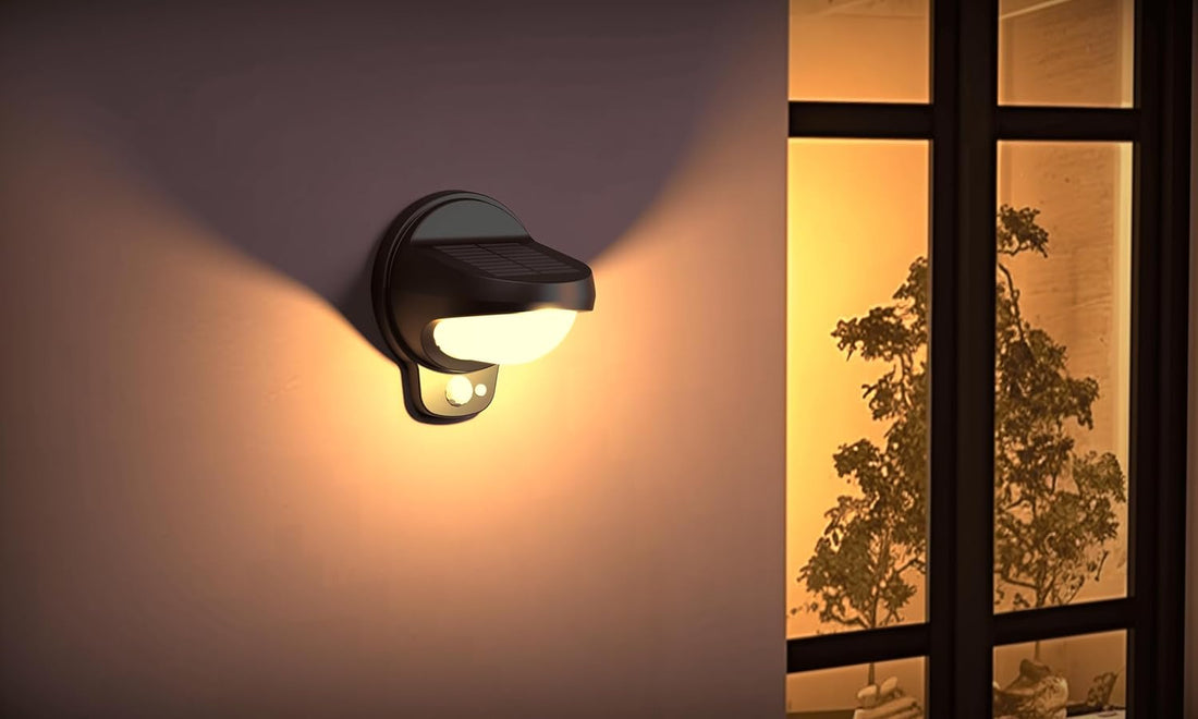 Modern Black Outdoor Solar Wall Light With Motion Sensor ( Oval )