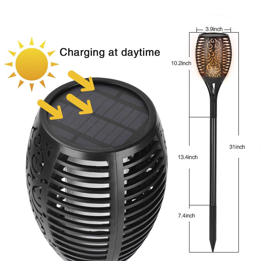Solar Flame Flickering Torch Light (Pack of 4)