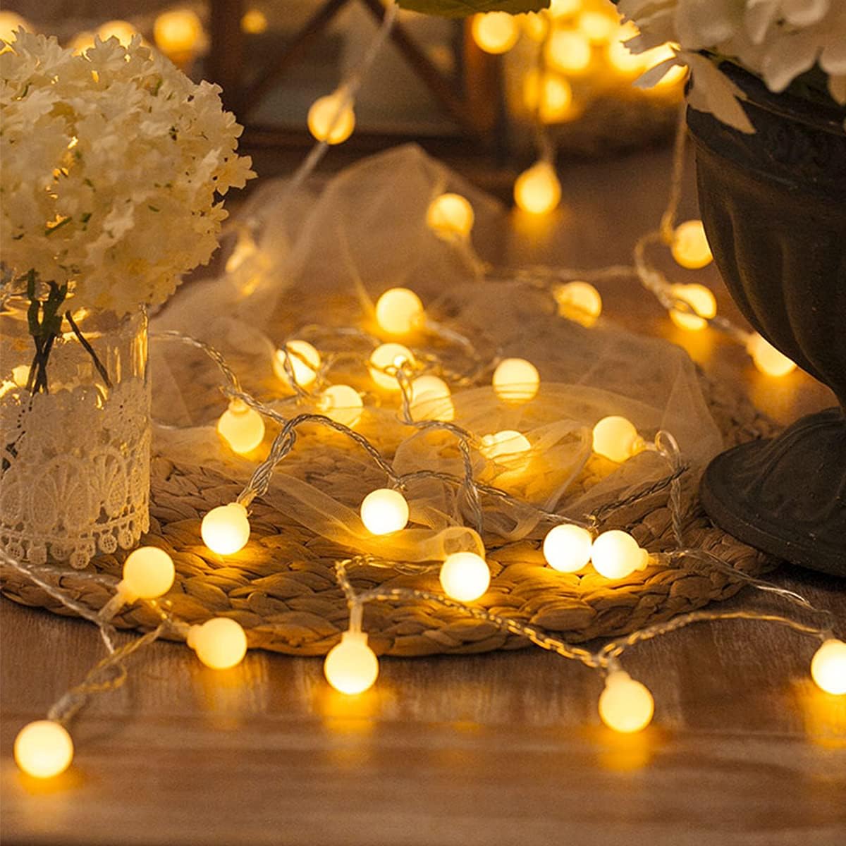 20 LED Milky Ball LED String Fairy Lights - 5 Mtr ( Warm White )