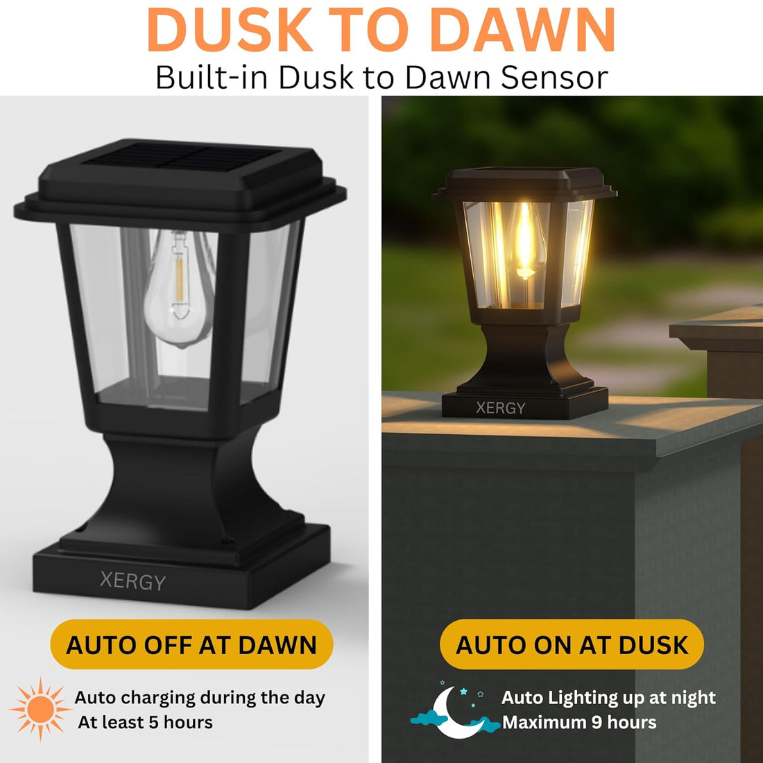 Solar Powered Pillar Lights With Pier Mount Base