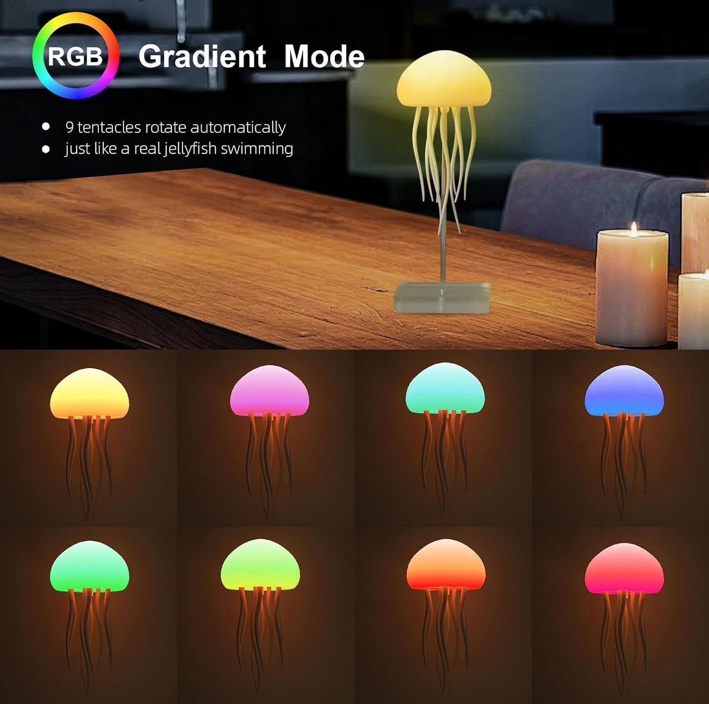 LED Cute Jellyfish (Hanging + Base) Night Lamp (22 CM)