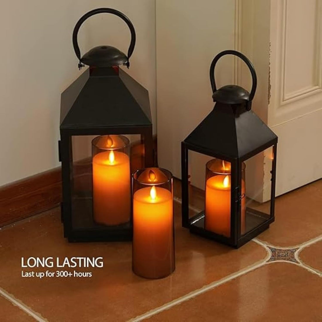 Acrylic Glass Battery Operated Flameless Led Candles With Remote ( Gray-3pc set )