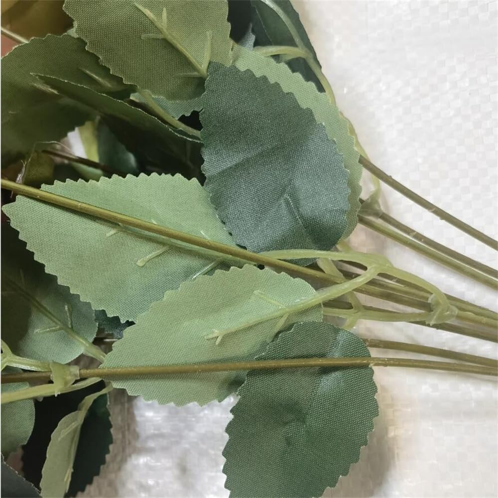 Artificial Rose Bouquet – 7 Soft Silk Roses With Green Leaves