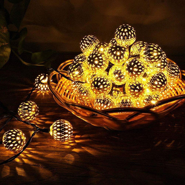 XERGY Moroccan Ball LED String Fairy Lights Outdoor and Indoor for Home Decoration Light, Diwali Lights & Christmas Party (Warm White,Corded Electric)
