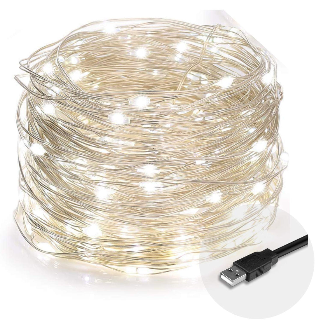 USB Powered- 100 LED Fairy String Light- 10 Mtr (Cool White)