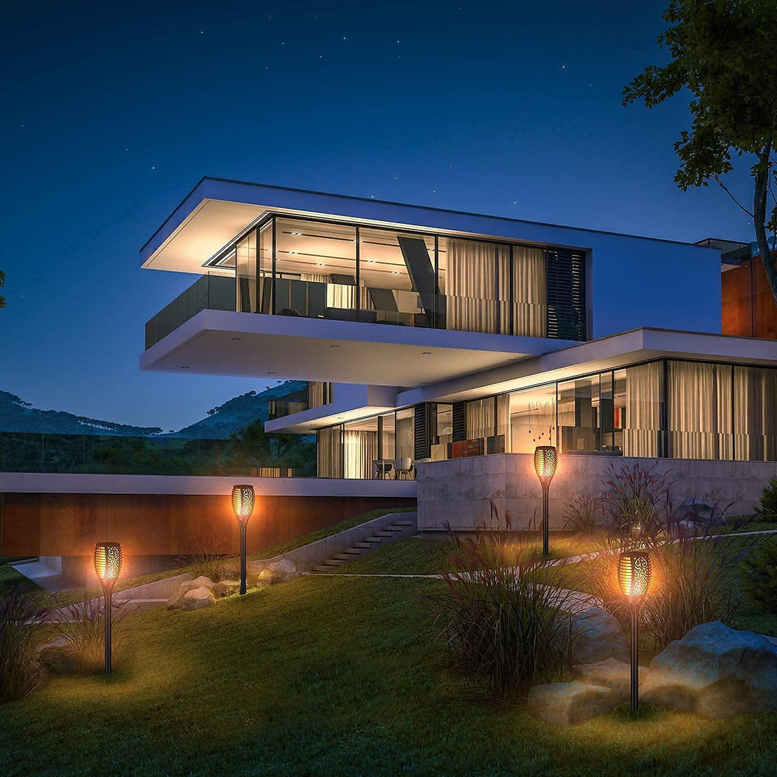 Solar Flame Flickering Torch Light ( Pack of 2)