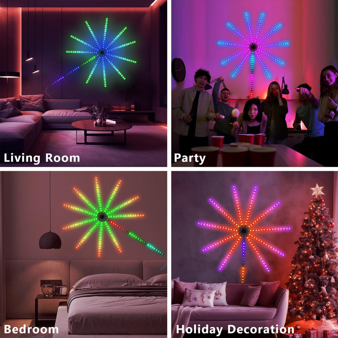 Firework Dynamic Scenes and App Music Sync,DIY Led Lights - Multicolor