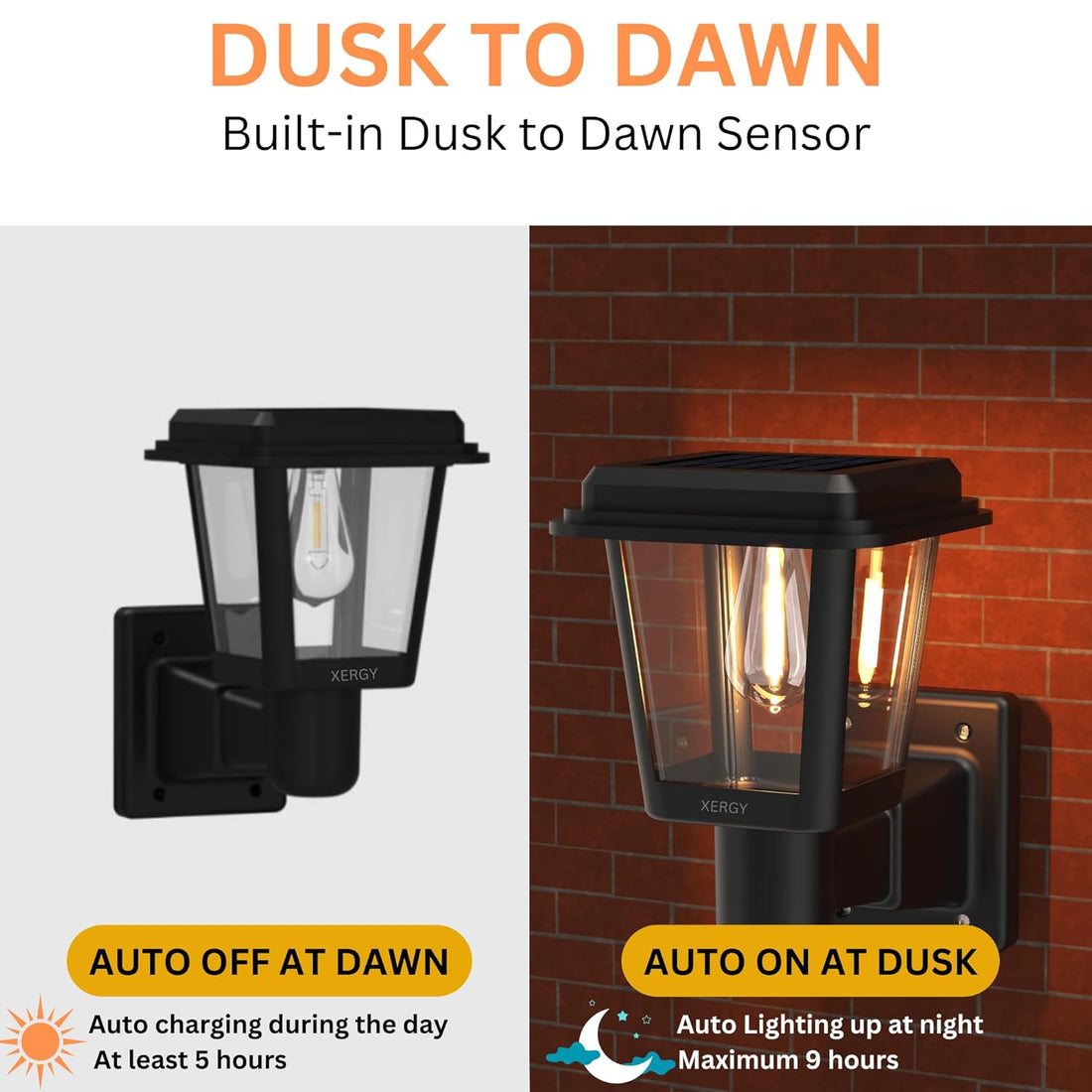 Solar Outdoor Wall Lantern Sconce – Black Finish