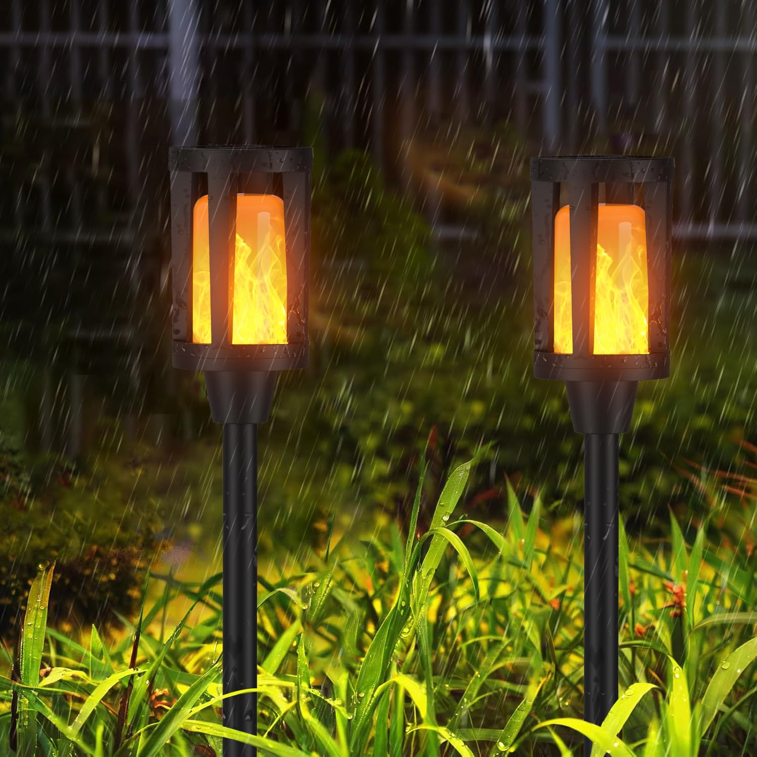 Solar Torch Pathway Lights With Flickering Flame (Pack of 2)