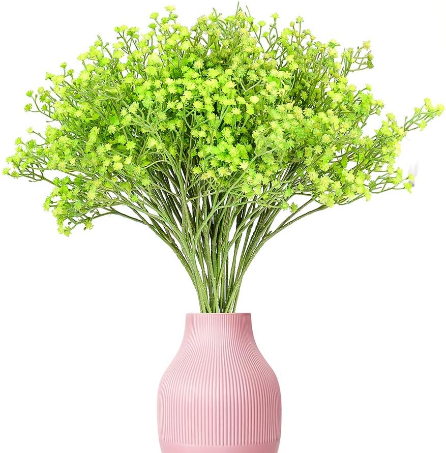 Artificial Baby Breath Real Touch Flower - Green (21.5 inch , Pack of 4, Flower Bunch)