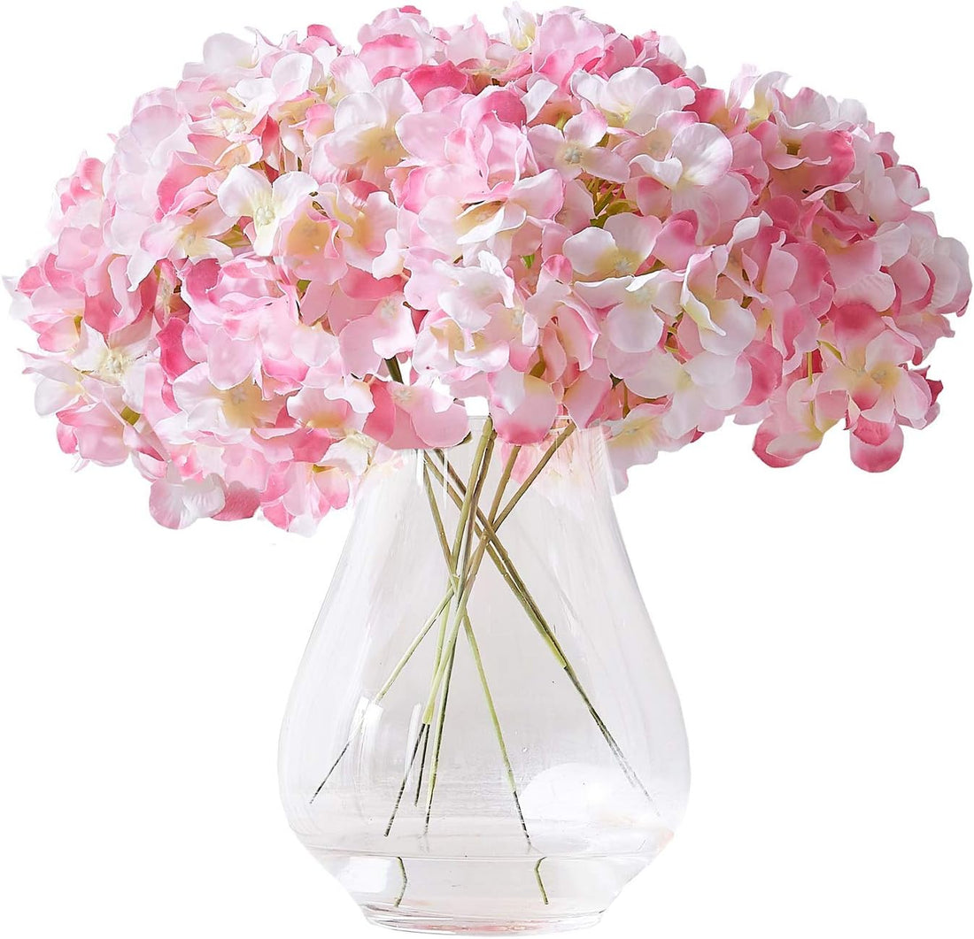 Artificial Real Touch Faux Hydrangea Flower - Pink (13 inch, Pack of 3, Flower Bunch)