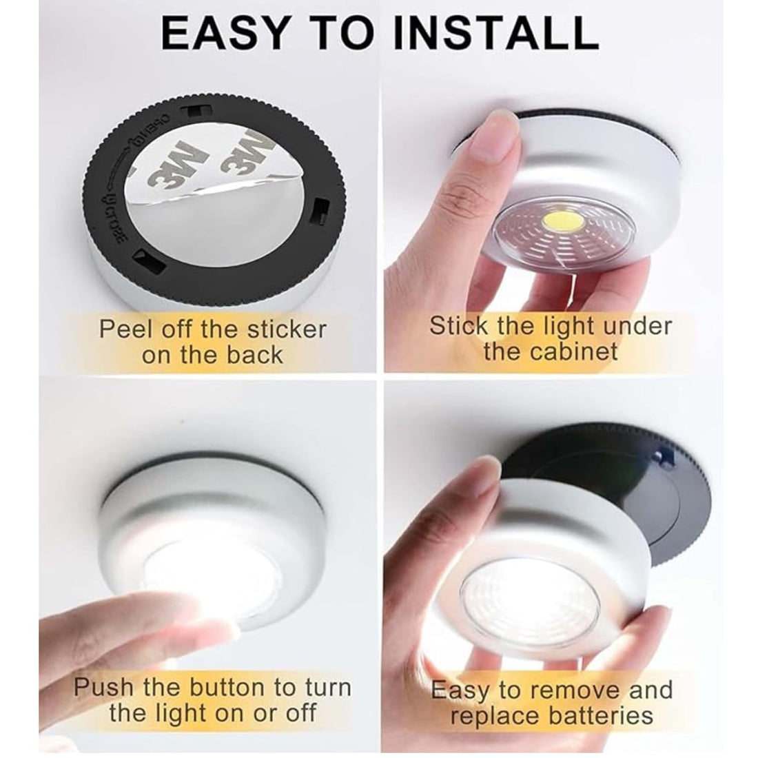 Battery Operated Mini Tap Lights- Night Lamps (Set of 4)