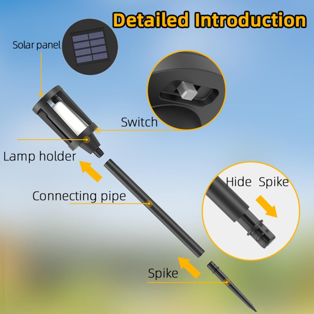 Solar Torch Pathway Lights With Flickering Flame (Pack of 2)
