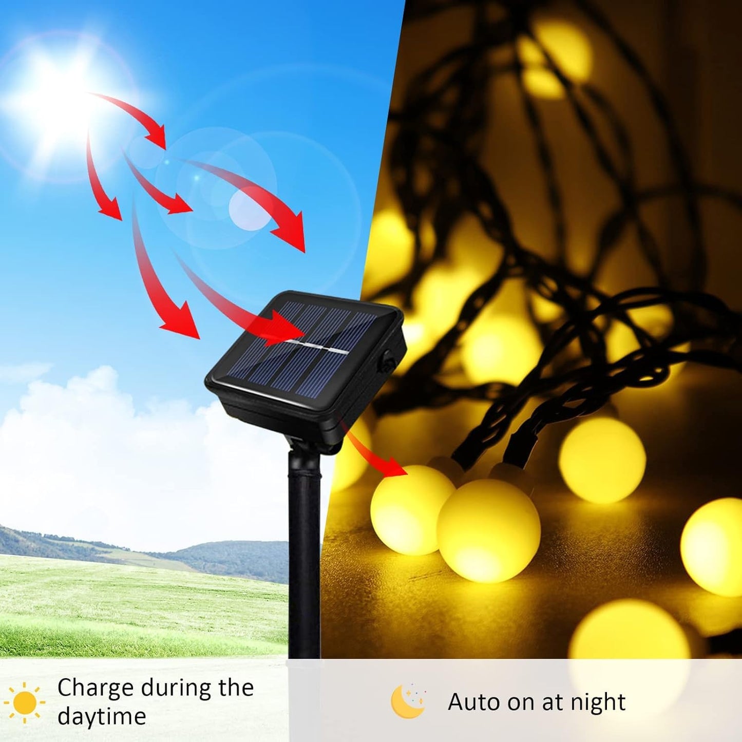 30 LED's Waterproof Solar Powered Fairy Lights ( 6 Mtr, Warm White)