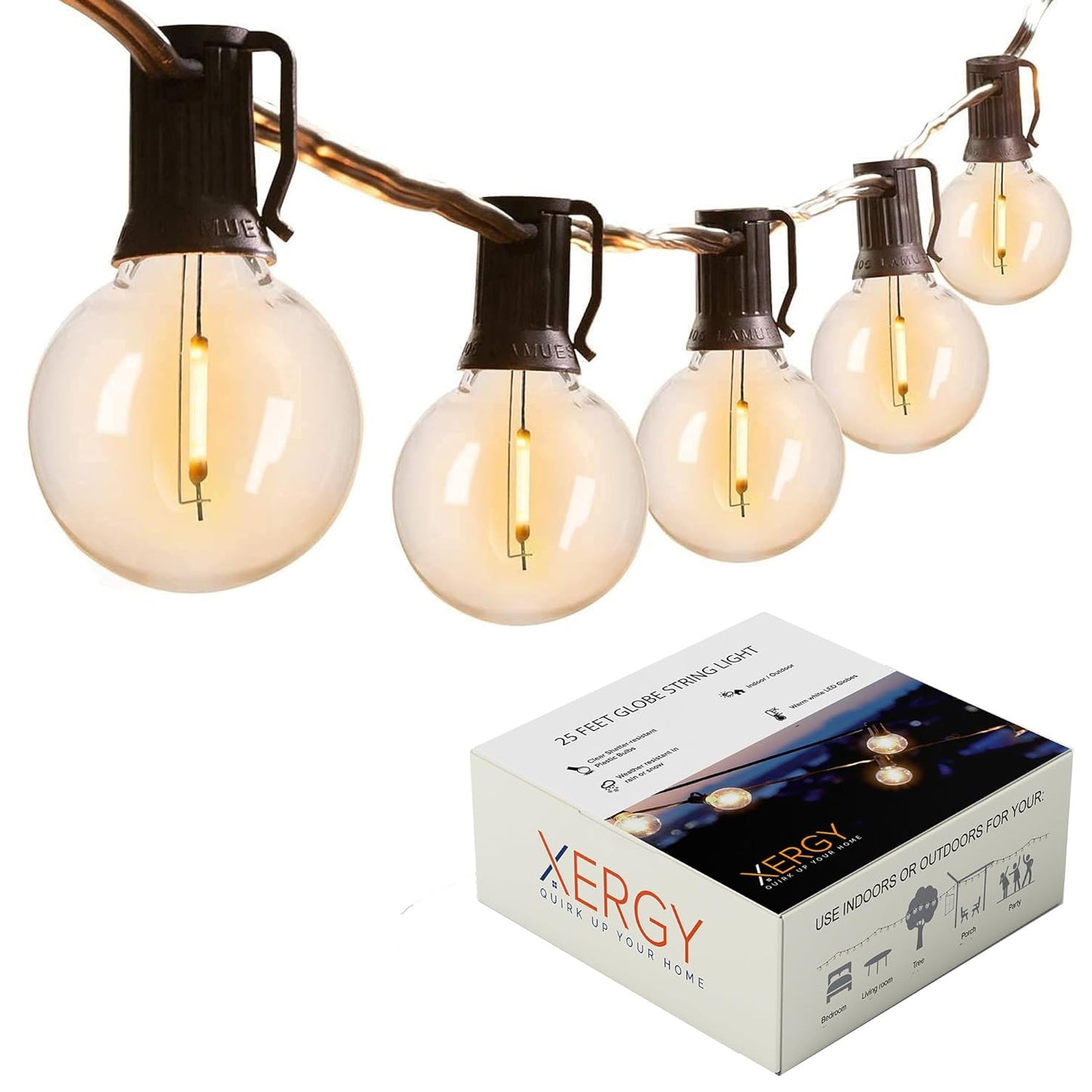 25 Bulbs G40 Globe Lights For Decoration - 25 Feet (Warm White )