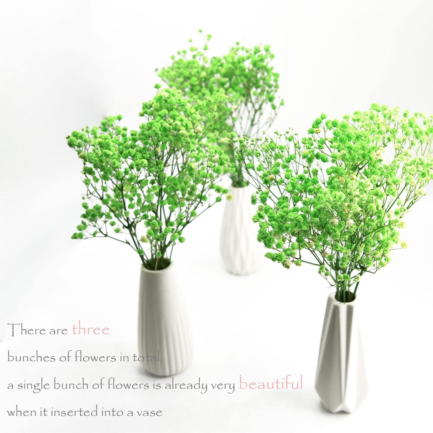 Artificial Baby Breath Real Touch Flower - Green (21.5 inch , Pack of 4, Flower Bunch)