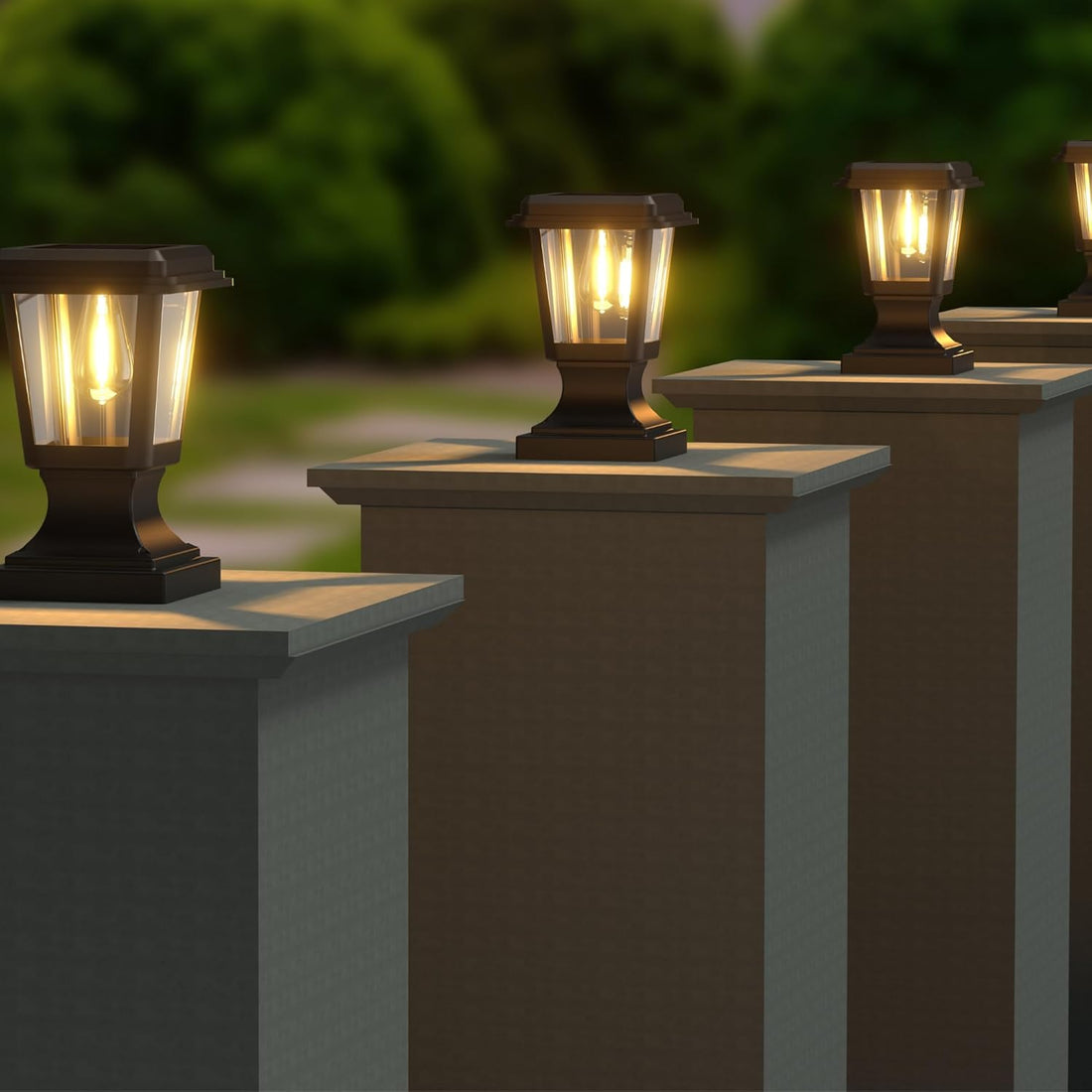 Solar Powered Pillar Lights With Pier Mount Base