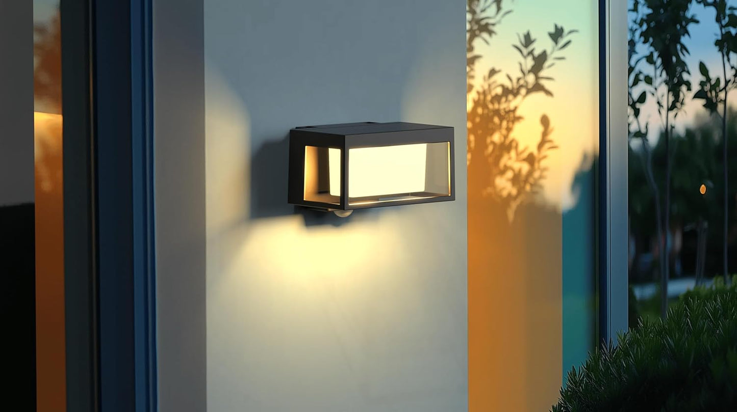 Modern Black Outdoor Solar Wall Light with Motion Sensor ( Box )