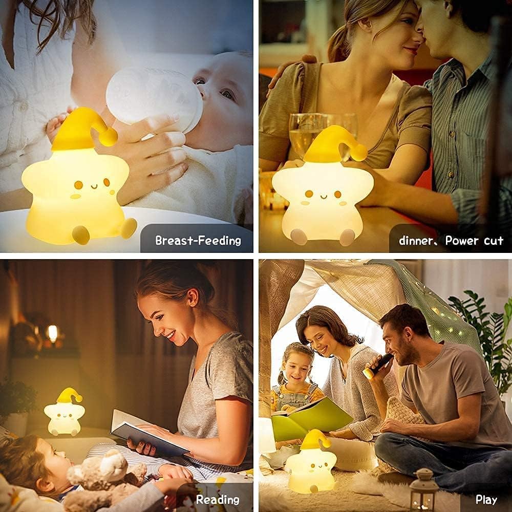 Soft Silicone Cute Star Night Light-Multicolor