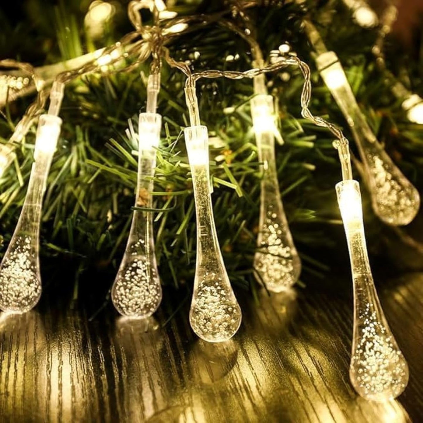 14 LEDs Waterdrop Design String Lights 3 Mtr - Warm White
