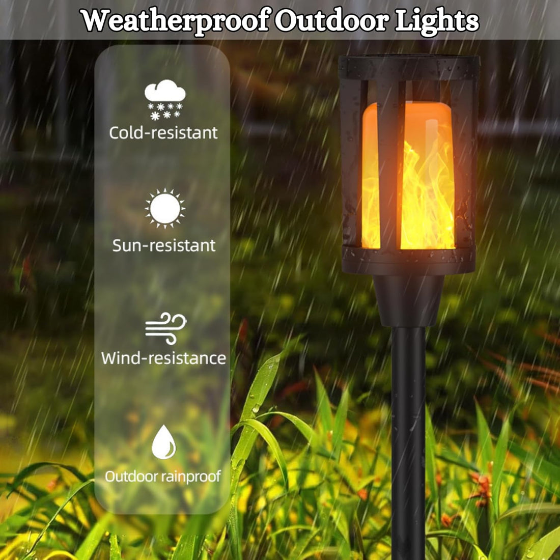 Solar Torch Pathway Lights With Flickering Flame (Pack of 2)