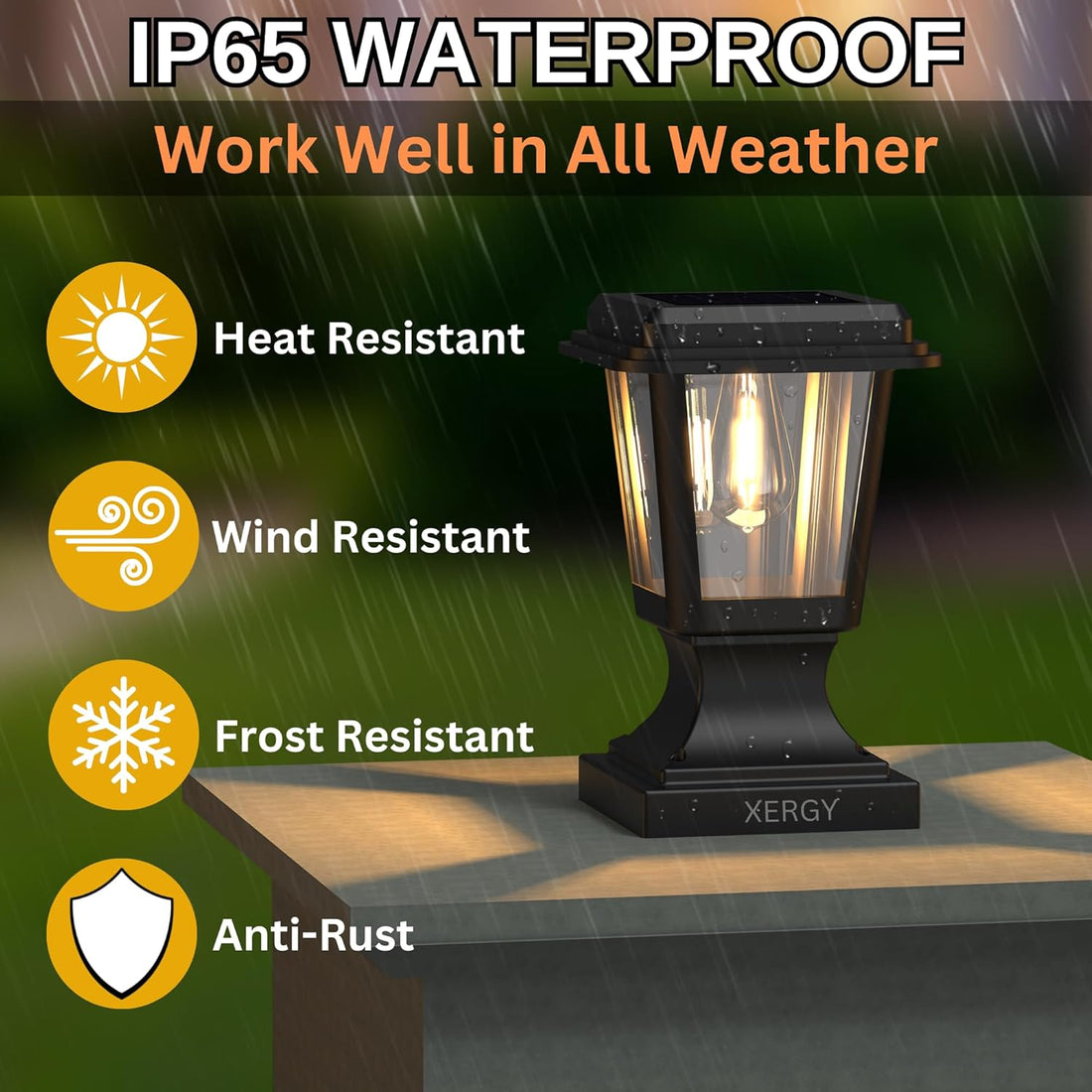 Solar Powered Pillar Lights With Pier Mount Base