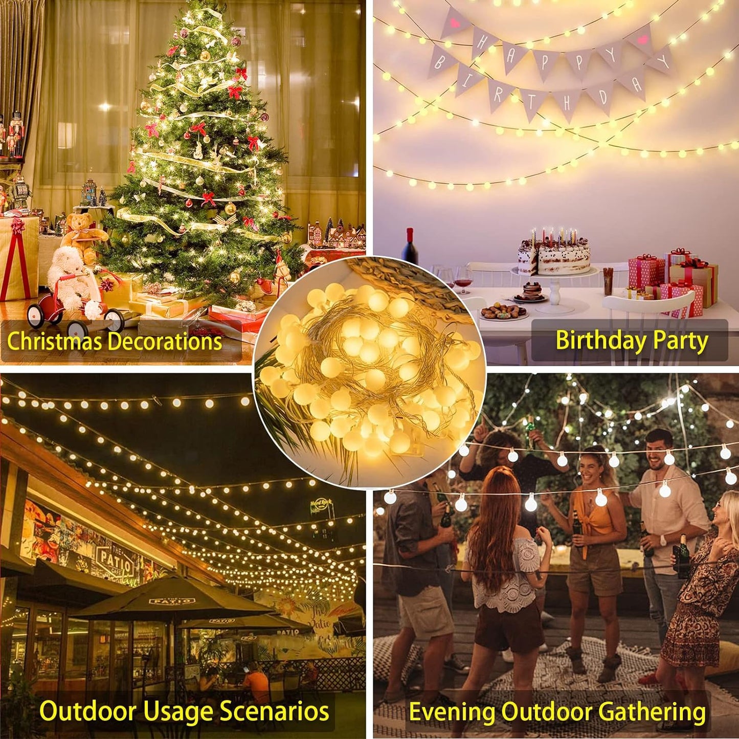 20 LED Milky Ball LED String Fairy Lights - 5 Mtr ( Warm White )