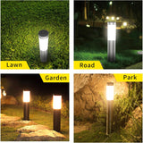 XERGY Garden Solar Path Bollard Lights, Set of 2-15” Stainless Steel Outdoor Stake Lighting for Garden, Landscape, Yard, Driveway, Walkway (Black)