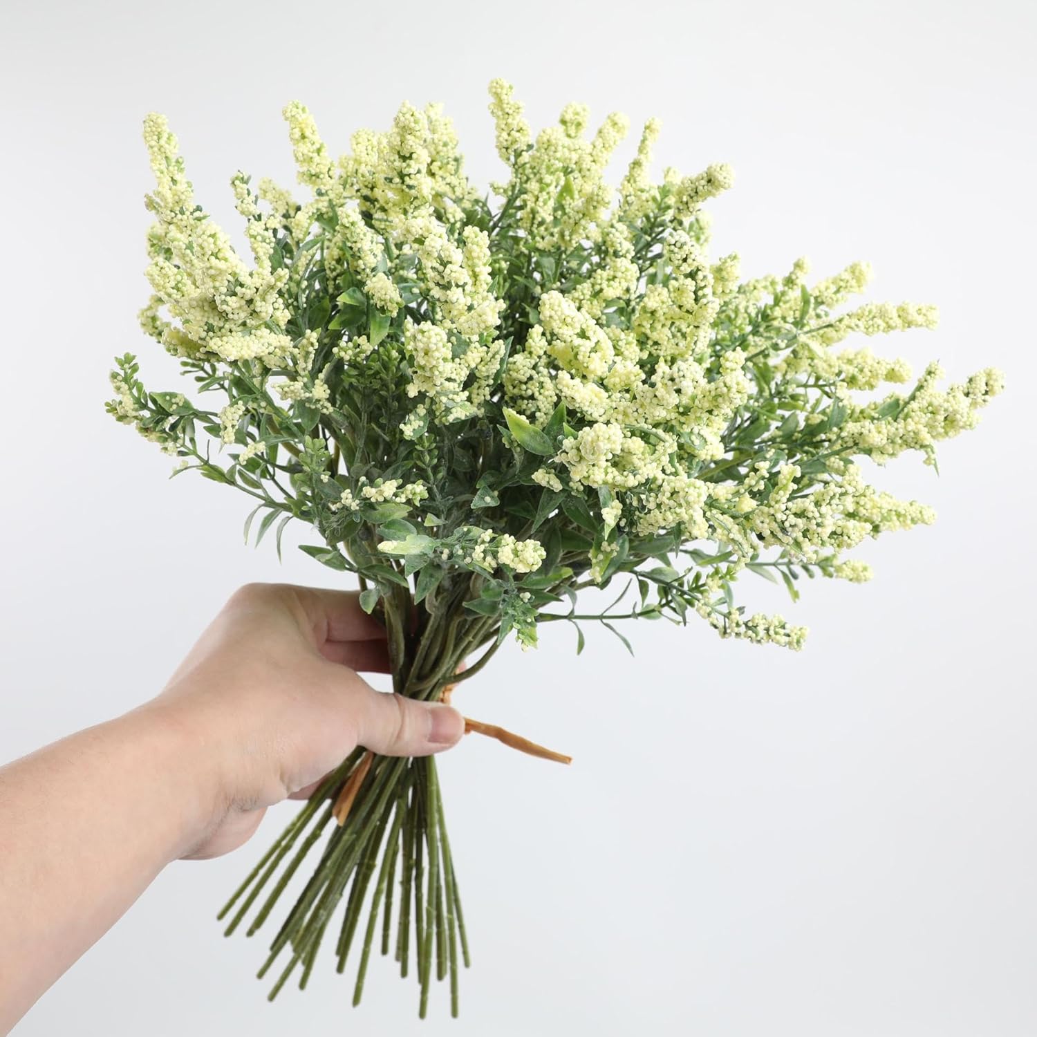 Real Touch Lavender Artificial Flower - Yellow (14 inch, Pack of 12, Flower Bunch)