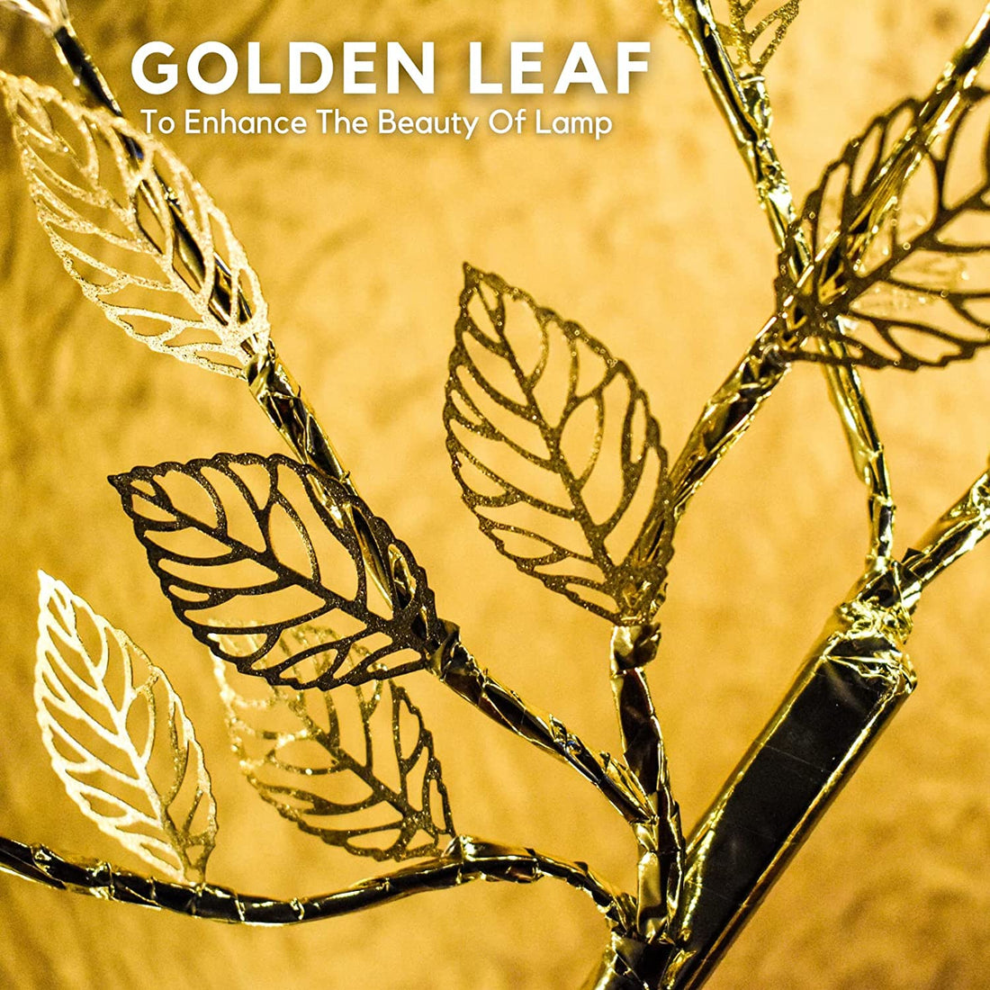 72 LED, 24 Golden Leaf Bonsai Tree Table Lamp - 20 inch