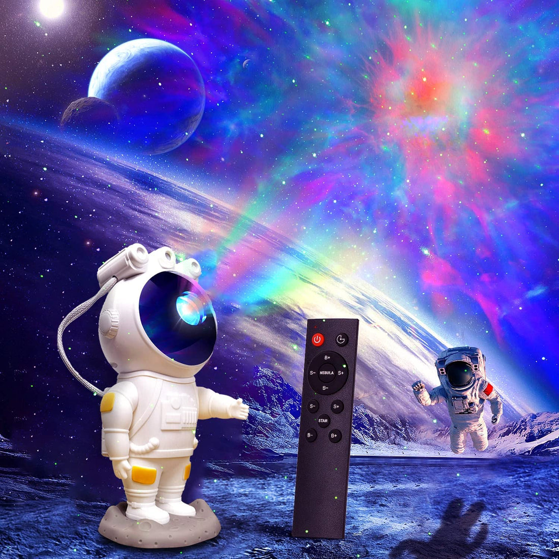 Astronaut Starry Projector Light With Remote ( 8.9 inch, Multicolor )