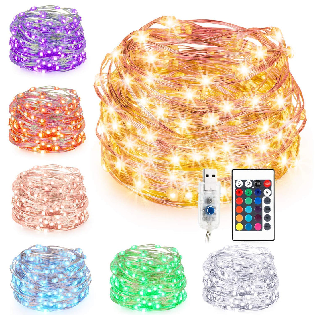 100 LEDs USB Powered RGB String Lights – 10 Meters With Remote