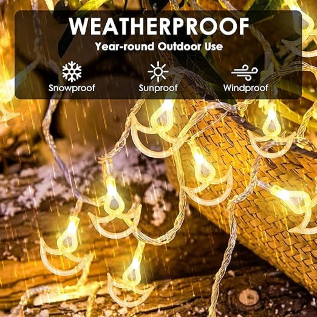 14 Hanging Diyas (3.5m), Fairy String Lights (Warm White)