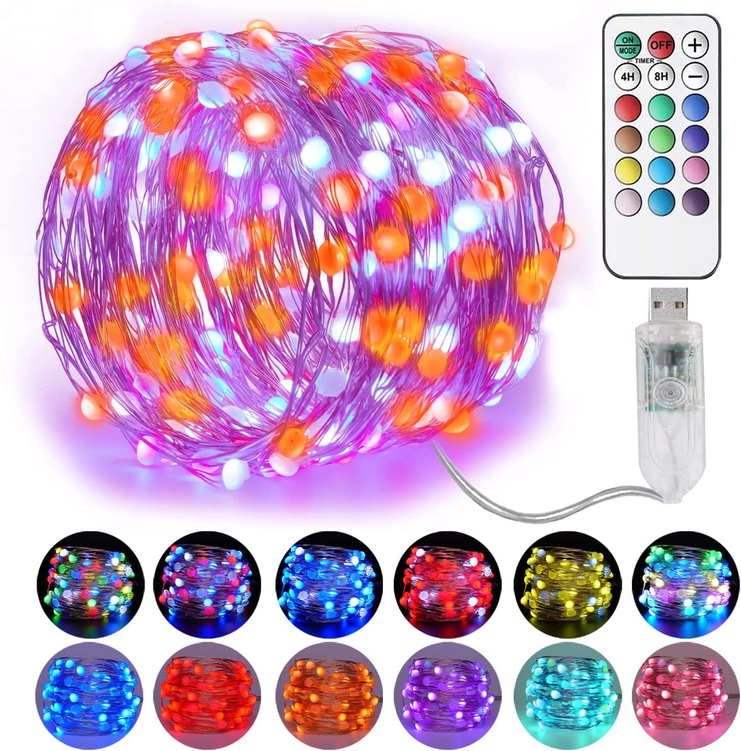 100 LEDs USB Powered RGB String Lights – 10 Meters With Remote