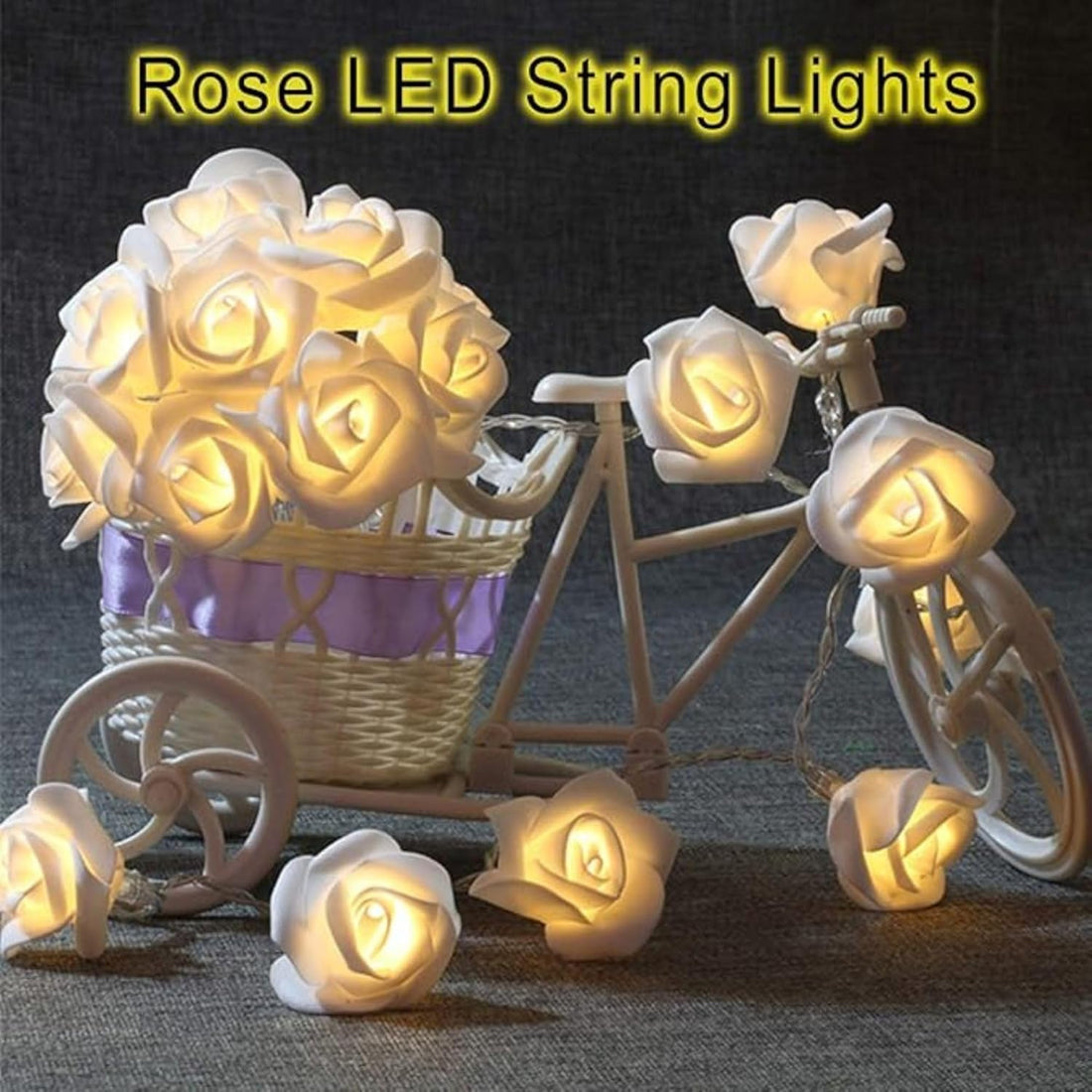 16 LED Rose Flower Design String Lights- 3 Mtr (Warm White)