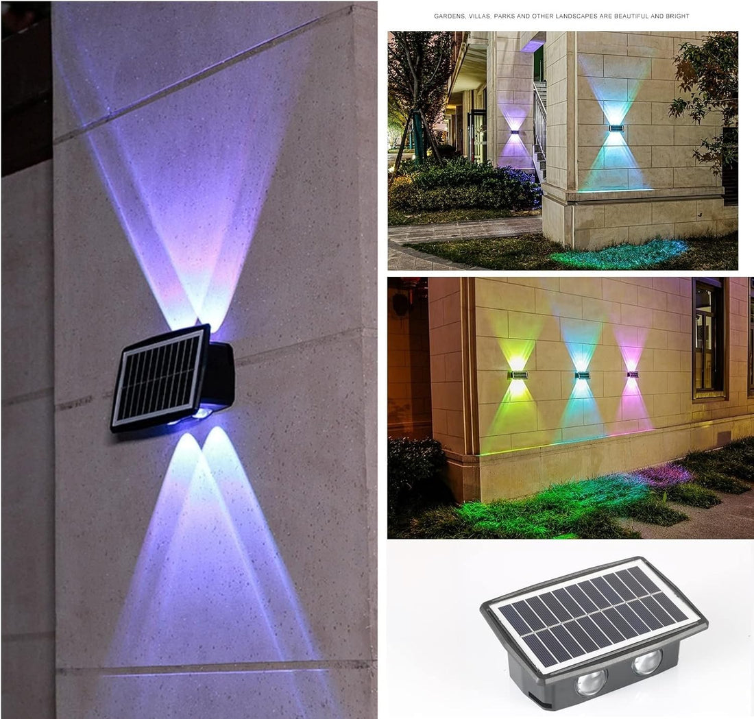 LED Solar Powered Wall Fence Light - Multicolor