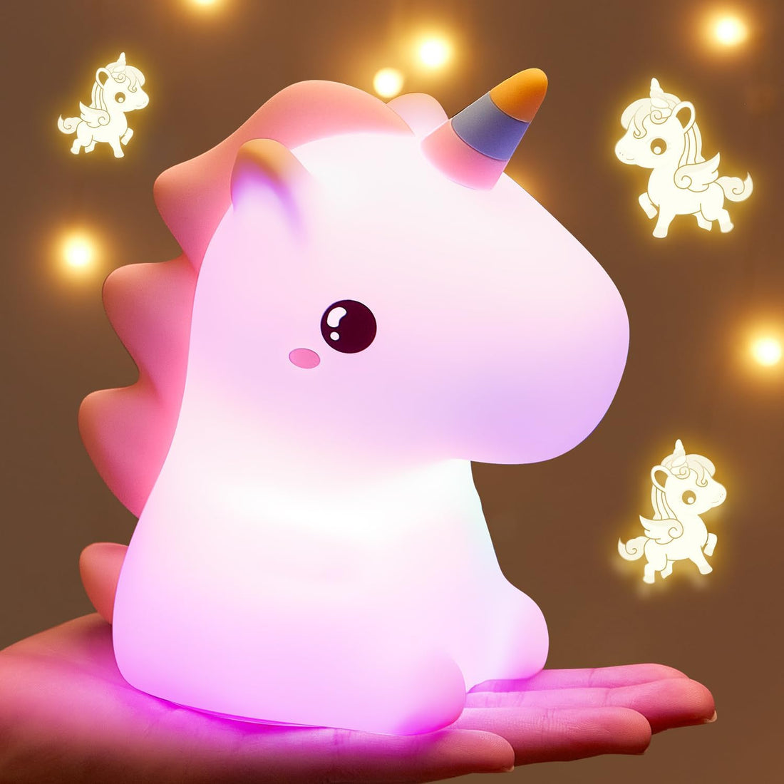 Soft Silicone Cute Unicorn Night Light- Multicolor