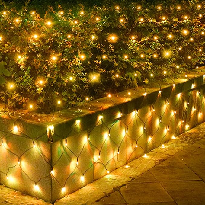 192 LED  Net Mesh String Lights - 2 X 2 Meter (Warm White)