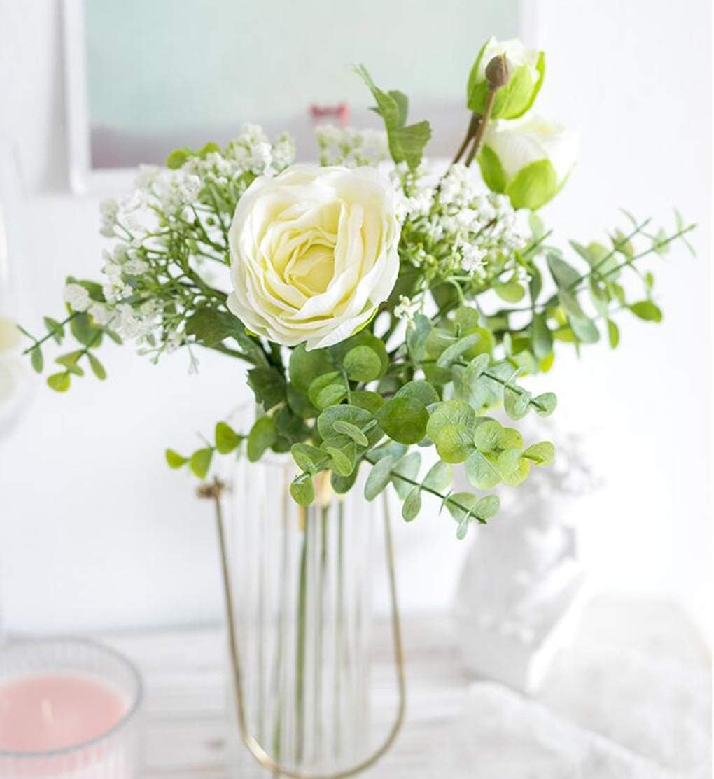 Artificial Fake Silk Flower Arrangement - White (14 inch, Pack of 7, Flower Bunch)