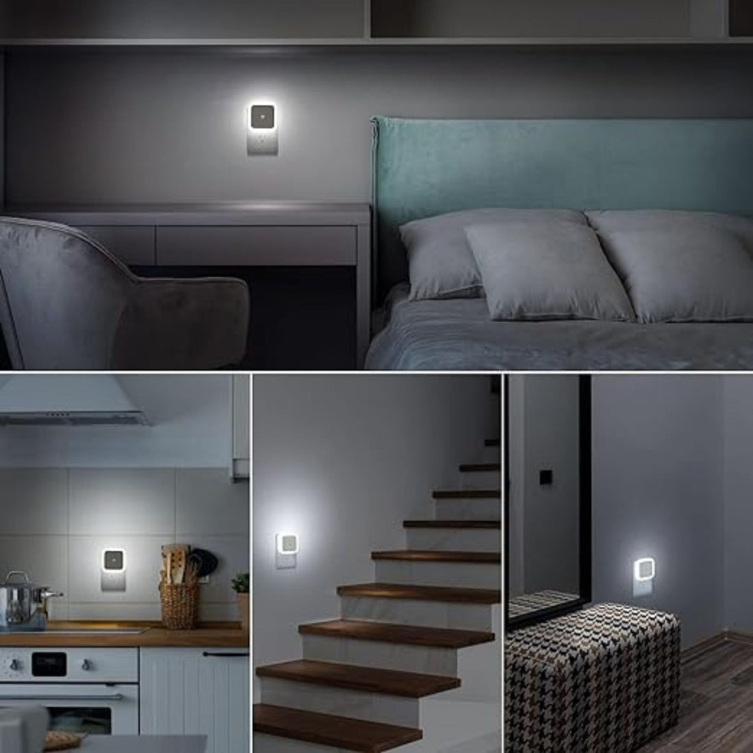 Plug-in LED Night Light With Auto Dusk-To-Dawn Sensor- 2pc ( Square, Cool White )