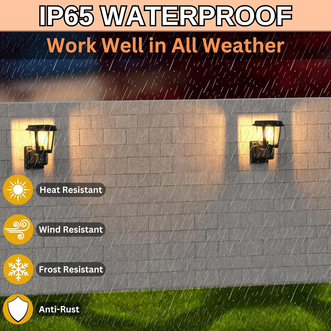 Solar Outdoor Wall Lantern Sconce – Black Finish