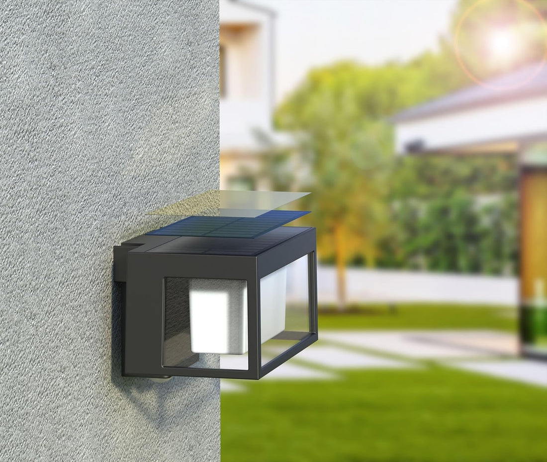 Modern Black Outdoor Solar Wall Light with Motion Sensor ( Box )