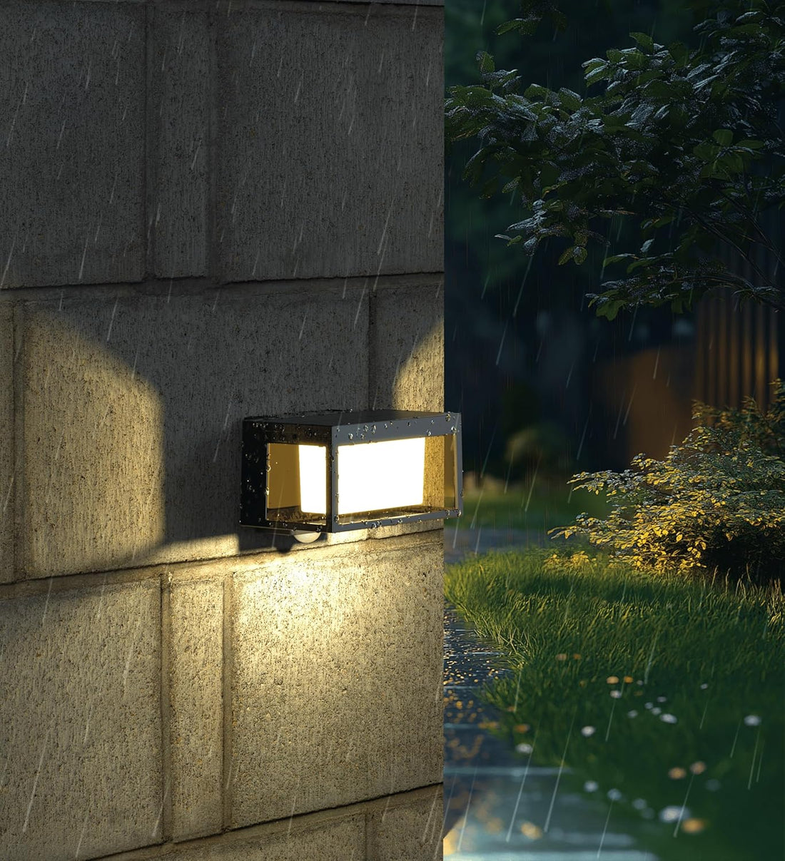 Modern Black Outdoor Solar Wall Light with Motion Sensor ( Box )