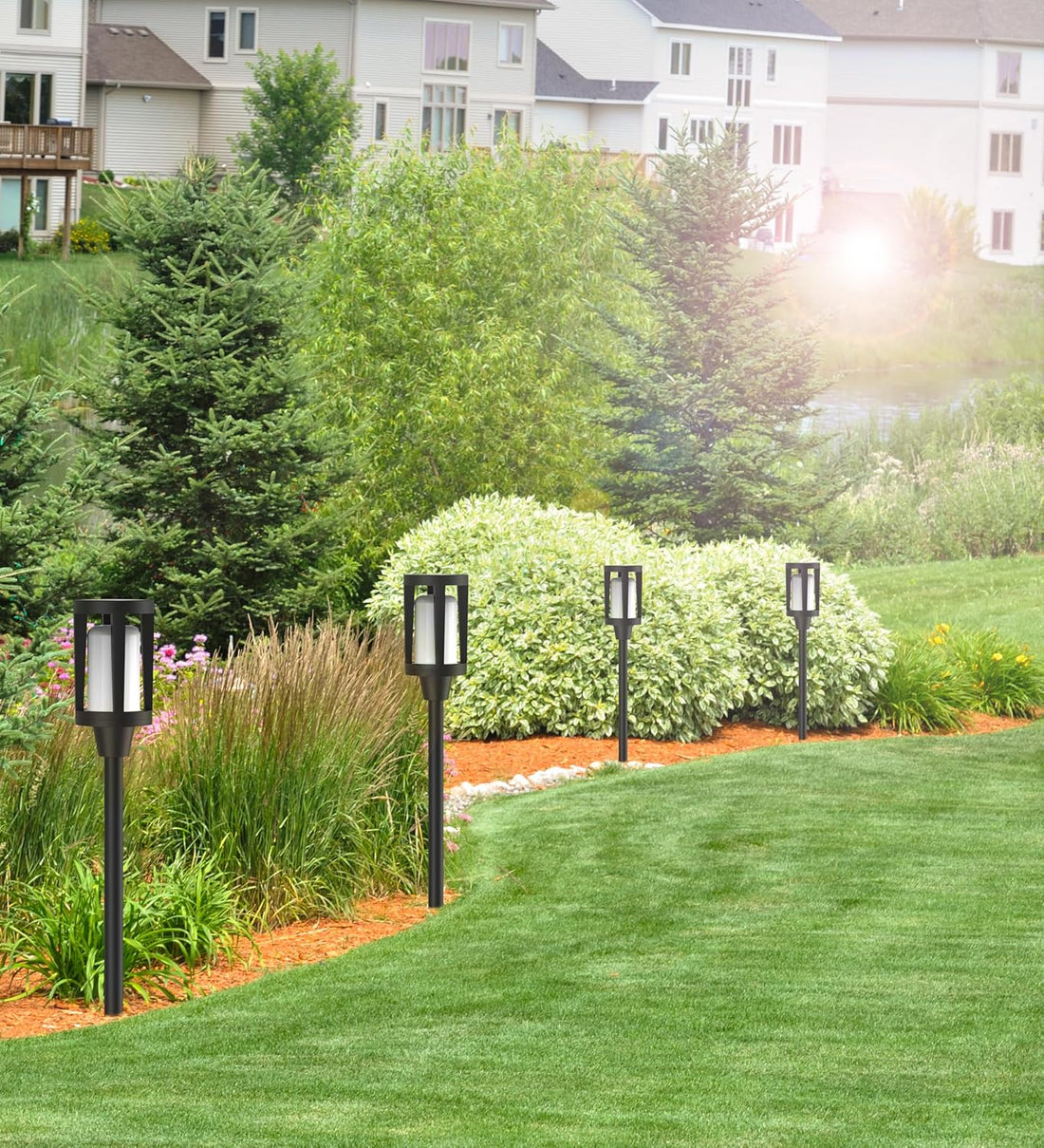 Solar Torch Pathway Lights With Flickering Flame (Pack of 2)