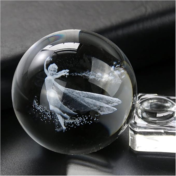 3D Galaxy Crystal Ball Night Light With Wooden Base ( Princess Elsa )