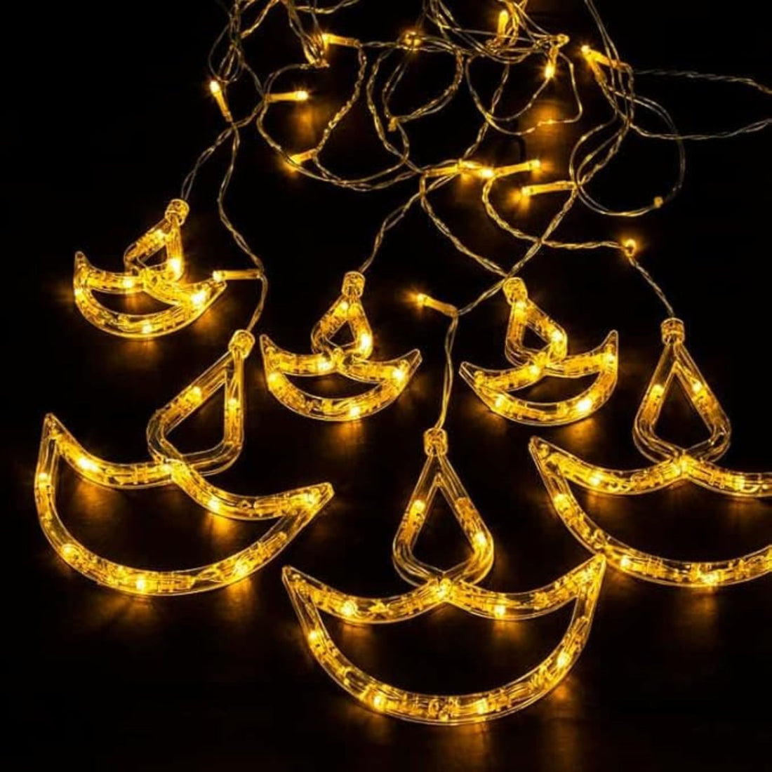 Diya Shape LED Curtain String Lights – 2.6 Meter (Warm White)