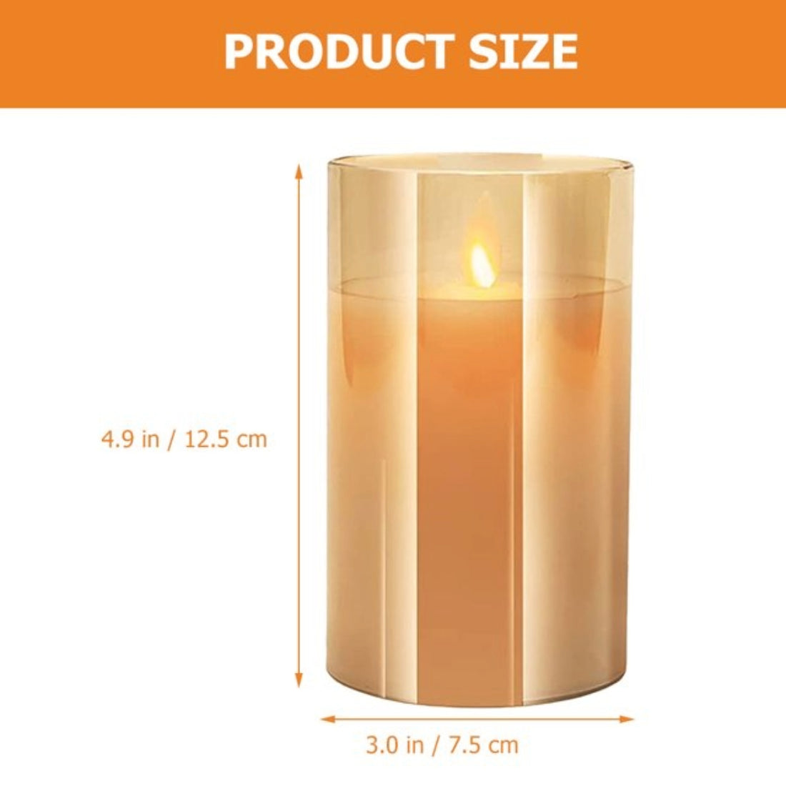 Acrylic Glass Battery Operated Flameless Led Candles ( 4.9 inch , Gold)