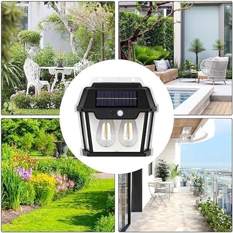 Solar Powered Outdoor Wall LED Lamp With Motion Sensor ( Black )